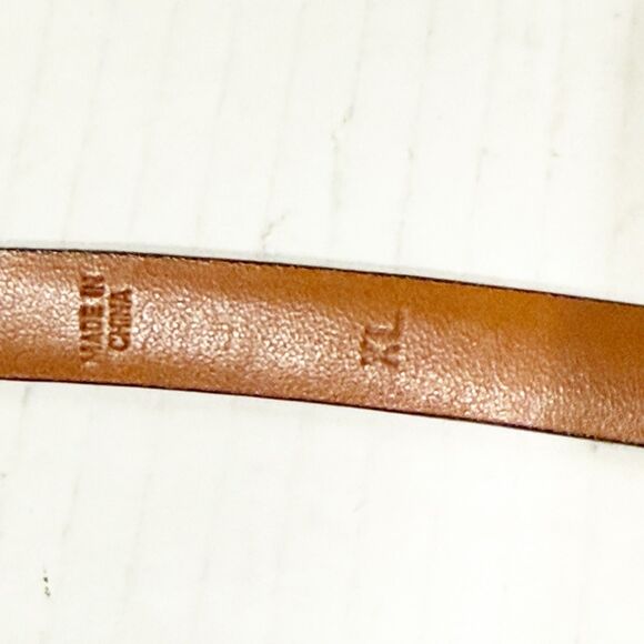 Lauren Ralph Lauren Italian Leather Skinny Belt Women XL Embossed Black Brass main image 7